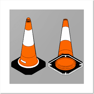 orange and black Traffic cones safety pylons Posters and Art